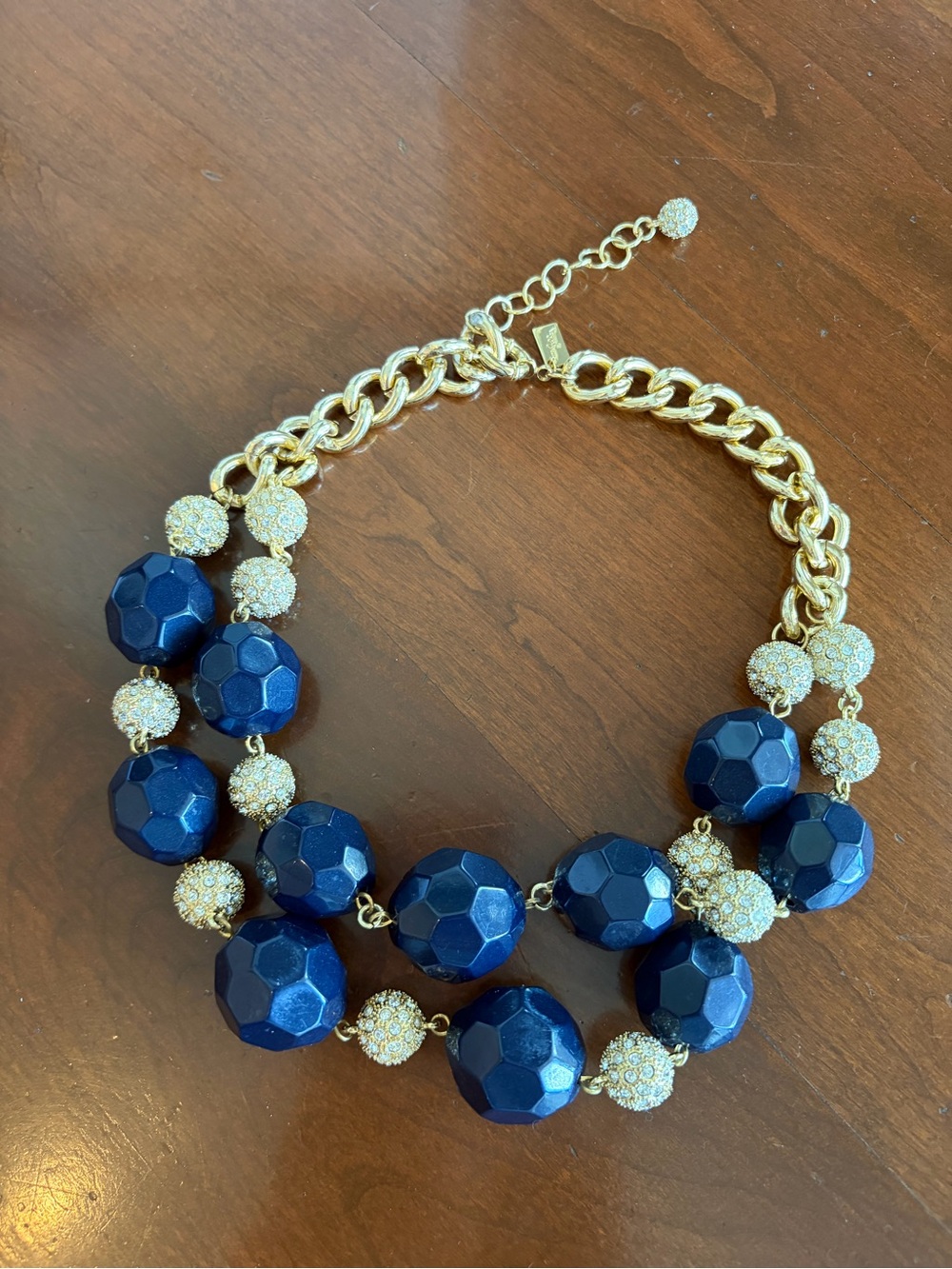 Lilly Pulitzer Gold-Tone Necklace with Navy Faceted Beads